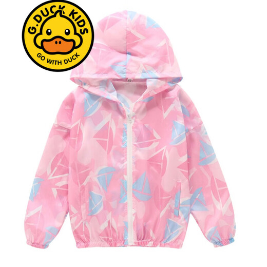 G.DUCKKIDS品牌童装儿童防晒衣女童夏季外套女孩洋气夏装连帽皮肤衣服中大童 F9930 粉色 150