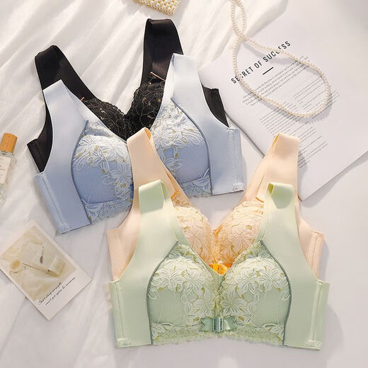 莫代尔前扣内衣女小胸薄款聚拢上托收副乳无钢圈防下垂背心式女士文胸罩 黄栗肤 75A 34(厚杯)