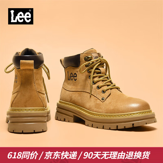 Lee女鞋2025新款马丁靴户外靴子工装鞋机车风情侣短靴休闲大黄靴女靴 黄色【情侣款-女】 37