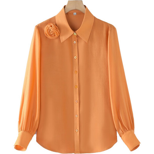 
FHHUABD orange shirt suit for women 2025 new style small temperament professional suit women shirt top autumn 1098 black skirt S