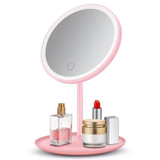 Internet celebrity LED makeup mirror desktop with light dormitory Douyin makeup mirror women's fill-in light beauty mirror ultra-long battery life LED three-color light adjustable ultra-long battery life CK55 Pearl White-CK55 5K three-color light stepless dimming