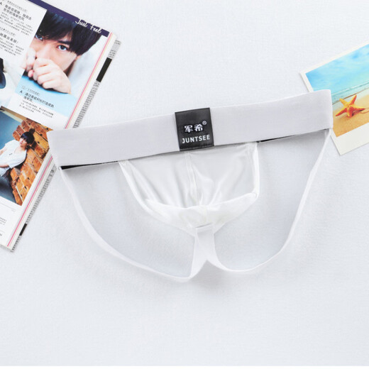 Ttpmer Herrenunterwäsche sexy Eis Seiden Tanga Seidel transparent T-Tong Sexy Tong Weiß (1 Stück) M.