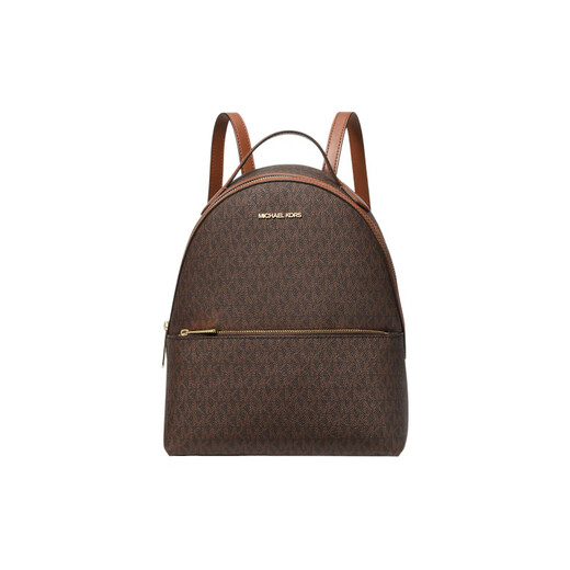 迈克.科尔斯（MICHAEL KORS）MK经典老花金色字母标识双肩包女款棕色中号 基础装(包+防尘袋)