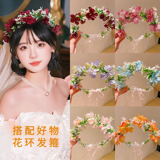 SHANGGE forest flower garland braided hairband headband girl adult flower hair accessories performance photo photo prop decoration pink/fairy headband garland