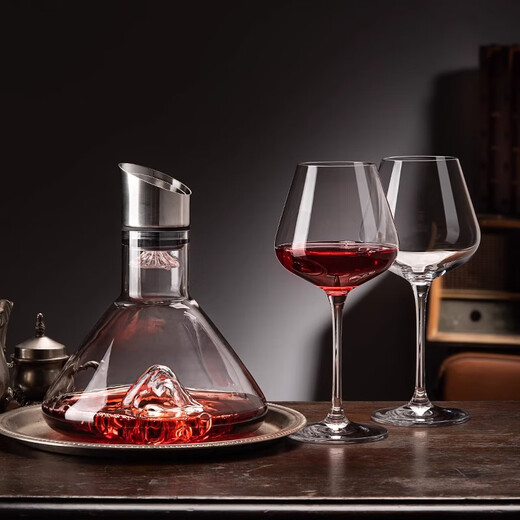 Vankage Crystal Waterfall Red Wine Decanter Iceberg Quick Wine Divider Glass Red Wine Cup Set Home Waterfall Iceberg Decanter + Crystal 350 Six Pieces