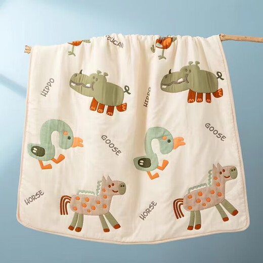 All-Cotton A-Klasse Gaze Quilt Badetuch Neugeborenes Baby Baby Badedecke reine Baumwolle sechsschichtige Seide Baumwolle Umarmung Quilt Bag Liste 0889-Gutes Nachtbär 115*120 cm 1 Stück