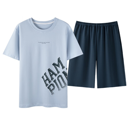 
SEPTWOLVES summer modal pajamas men's round neck short-sleeved suit Korean-style printed casual and thin men's home clothes Y6627 L
