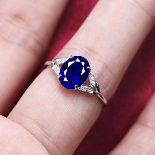 DL 1998 Fat Donglai same style tanzanite ring leaf ring female sapphire two carat tanzanite fashion personality 925 silver live mouth (main stone 7*9mm) G3