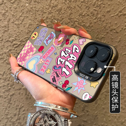 Jueyu Donut English Apple 16 Mobile Case 14plus New 13miniiPhone15 Cute 11promax Women 12 Niche XR7 Internet Celebrity 8 Silicone [Black] Donut English 3893 iPhone 16 plus