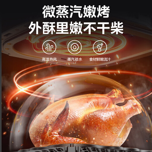 Midea household air fryer no-turning 2025 new large-capacity 6L microwave oven steaming and baking integrated metal inner cavity hot air circulation KZE6016