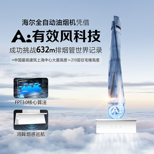 Haier range hood small red flower white fully automatic C50max top side double suction appearance timed stove set peak 30 air volume 936+BE7 set product