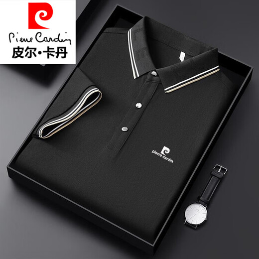 Pierre Cardin Herren-kurzärmeliges T-Shirt für Sommer 2025 Neues vielseitiger Trend mittleren Alters Casual Lapel T-Shirt Herren-Waving Navy 9905 S 165 Größe 100-120 Jin [Jin gleich 0,5 kg]