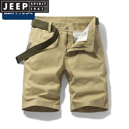 JEEP SPIRIT品牌优选军绿色工装短裤男士夏季潮牌宽松美式纯棉休闲五分裤全棉 17152灰色 (无腰带) 31 2尺4(120-126斤)