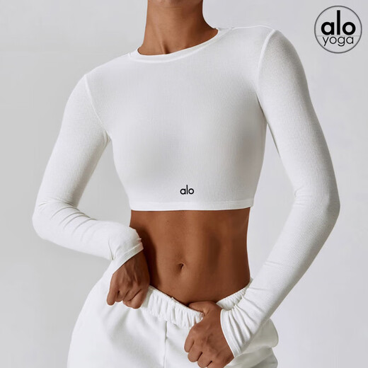 ALO YOGA Yoga Wear Top Slim Fit Women's Tight Long T-Shirt Casual Sports Running Fitness Pilates Top Black S