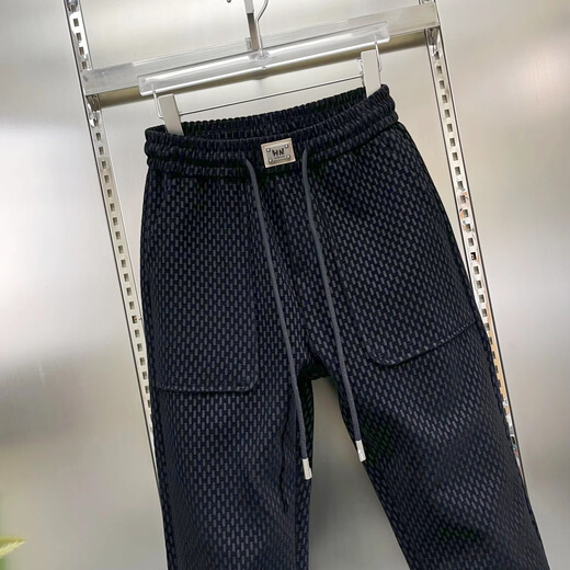 御魂提花休闲裤男秋季潮流百搭垂感小脚裤型哈伦束脚裤轻奢男装 630款黑色 33 【150-160斤】