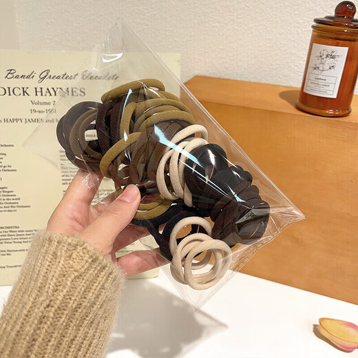 Ze Yuhan Korean style simple and thin headband set basic rubber band, versatile and non-harmful to hair, high elastic rubber band thin coupons, disposable, plain ring, about 50 pieces, mixed color bag