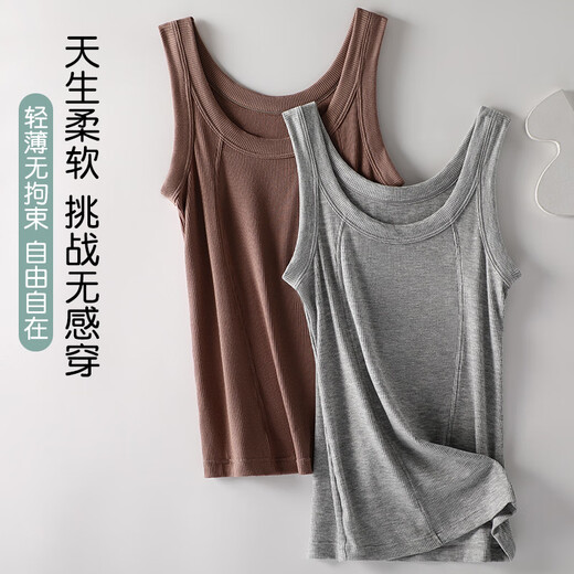 Yalu brand threaded cotton suspender vest for women wearing slim fit and slim large size suspender inner top shirt base vest for women 1478# Gray L [110-130Jin[Jin equals 0.5 kg]]