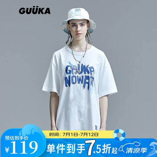 Guyouka (Guuka) xsank совместная футболка с короткими рукавами для женщин свободно модный бренд 2025 осень и зимний хип-хоп