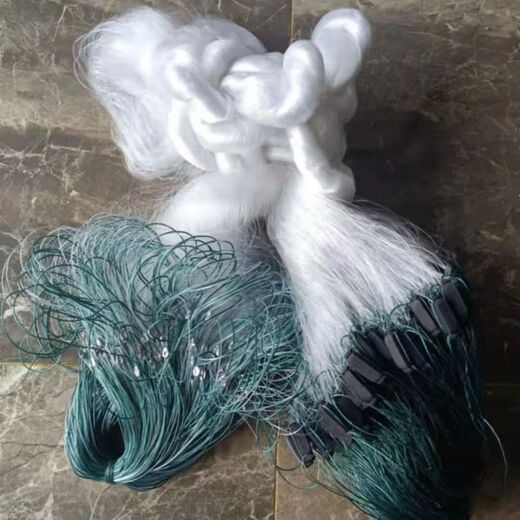 Soft silk three-layer floating net fish net sticky net 1.5 meters 2 meters 3 meters high new three-layer fishing net crucian carp sticky net hanging net 1.5 meters high 2 fingers white silk three-layer floating net 100 meters long