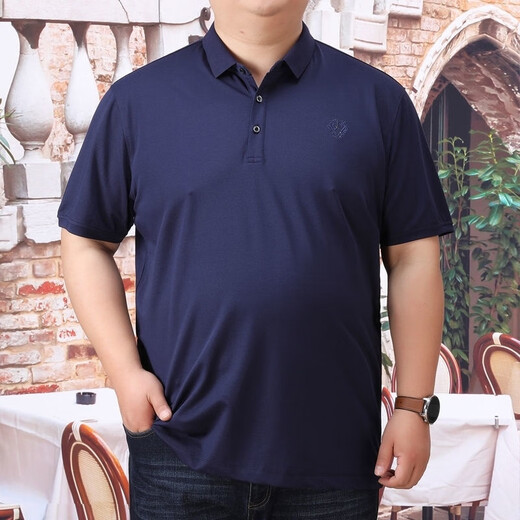 Romon (Romon) 280 plus Fett plus großer Fettmann-Fett-Mann-Herren-Kurzärmel-Sommerhemd-Kragen T-Shirt hübsches Druck, damit es schlanker Papa 9920 Grau 3xl 190 3x (180-200) aussieht