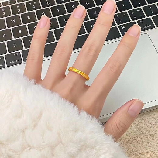 OEMG Old Phoenix Gold Store Model 18k Gold Small Knot Gold Ring Women's Ancient Gold Fugitive Princess Bow Knot Adjustable Irregular Bow Knot Ring (Opening Adjustable)