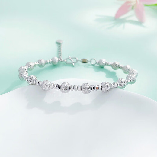 Laomiao platinum bracelet pt950 sparkling abacus beads platinum bracelet bracelet birthday Chinese Valentine's Day gift for girlfriend and wife, about 12.17g, adjustable range 54-56mm