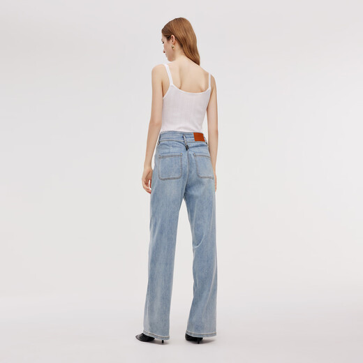 Gloria Jeans for Women's Spring Popult Etpect 2025 Новые прямые брюки с высокой талией 1e3jcd23d 71u Легкие деним синий 27