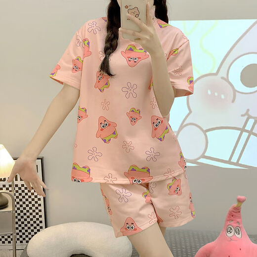 [4591 people collect] Summer hot new pajama set for women's short-sleeved shorts round neck niche cute card 1047 puppy M size (suitable for 80-95 Jin [Jin equals 0.5 kg])