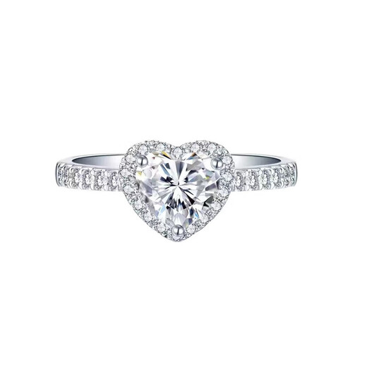 DRPT950 platinum love-shaped moissanite diamond ring for women seeking marriage, Valentine's Day, birthday gift for girlfriend