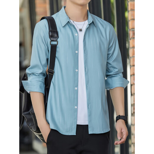 Pierre Cardin camisa de manga larga de verano para hombre seda de hielo sección delgada fresca protección solar camisa exterior transpirable chaqueta de marca de moda madura ligera suelta 6173 gris 2XL 140-155Jin Jin equivale a 0,5 kg
