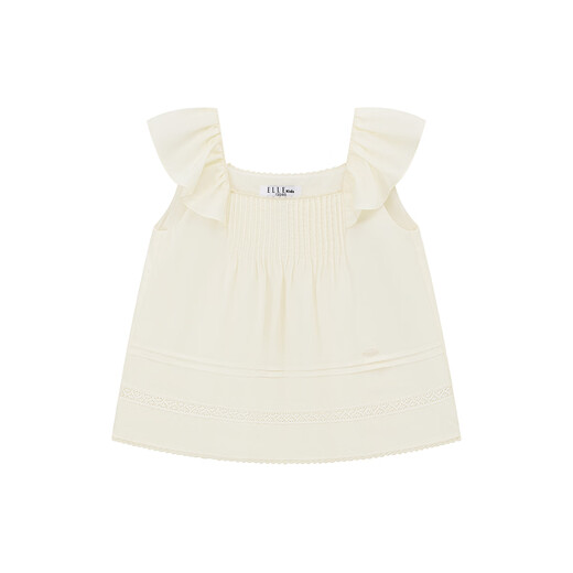 ELLE KIDS children's clothing lotus leaf small flying sleeve shirt girls summer new French resort style Lyocell shirt beige 165 (M)