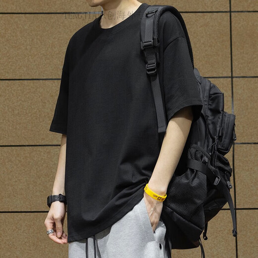 Adidas short-sleeved men's summer loose black top running American basketball pure cotton sports T-shirt men IC9793/cotton S 120-135Jin [Jin equals 0.5 kg]
