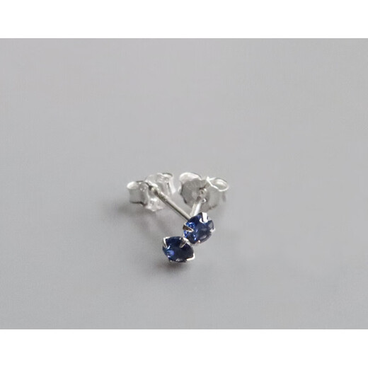 DL 1998 Fat Donglai same style tanzanite earrings natural 3mm sapphire London blue topaz mini silver earrings for women Tanzanite blue 3mm丨silver pair