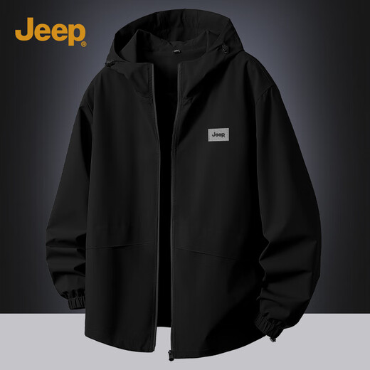 Jeep (JEEP) American casual jacket men's autumn three-proof loose versatile hooded jacket high-end outdoor waterproof fishing clothing