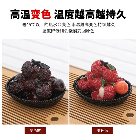 Rentang (RENTANG) fun watering color-changing lychee tea pet ornaments boutique can be used to grow tea and play tea sets accessories tea table tea table creative ornaments warm-changing lychees (2 pieces)
