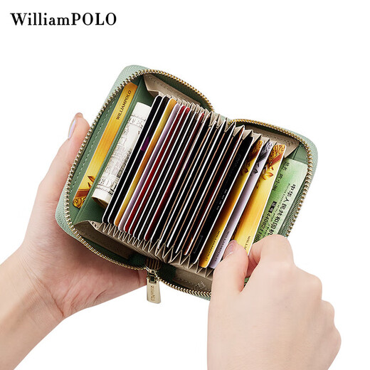 WILLIAMPOLO Candy Color Women's Small Card Bag Short Zipper Coin Wallet Fresh Business Card Clip 520 Gifts to Girlfriend Milk Green (20 Card Slots)