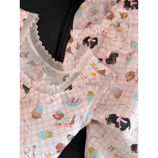 缪黛萌趣小狗睡衣女款夏季云朵棉绸无袖背心带胸垫夏天2025新款家居服 粉色 M (160)