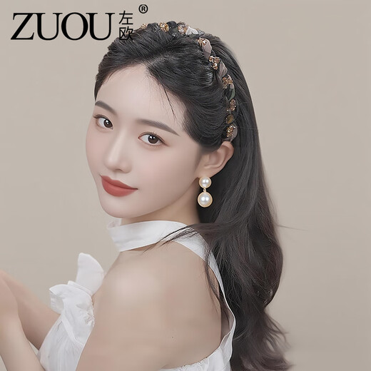 Zuoou Princess of Paris headband high skull headband women's high-end fashion ink painting toothed rhinestone headband hairpin headdress ink drill headband