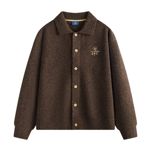 Navigare Italian small sailing boat slightly dropped shoulder cardigan men's knitted cardigan comfortable skin-friendly sweater jacket casual top olive green coffee M