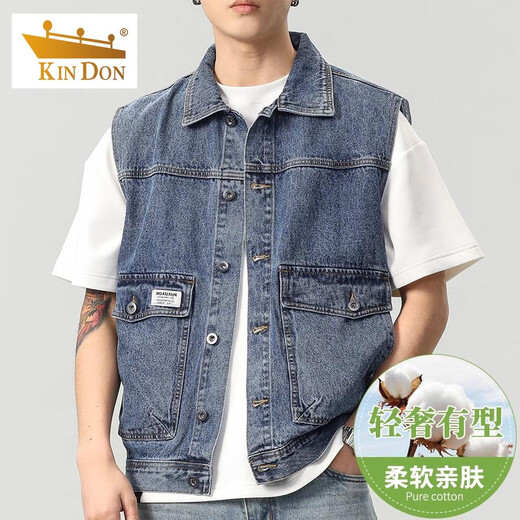 Goldene Schild Männer Denim Jacke Herbst Weste ärmellose Blue Jacket Männer losen vielseitige Weste Frühling und Herbst 9216 Schwarz M