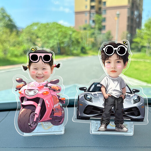 Litian Car Ornamente, kleiner Mann, der den Kopf schüttelt, maßgeschneidertes Foto-Avatar, Autozentrumkonsole, Solarschütteldekorationen, Solar Dual-Use Single 691 Modelle