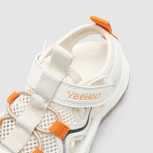 YEEHOO children's shoes, children's sandals, girls' summer new style, breathable baby soft sole, non-slip, baby boy's shoes with Velcro, beige size 29, recommended foot length 17.4-18.1