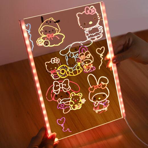 Board de dessin lumineux mignon pour enfants bricolage réécrit de l'éducation acrylique transparente et de l'exercice des jouets de peinture pour enfants grande taille avec 12 stylos de couleur et 2 chiffons un support
