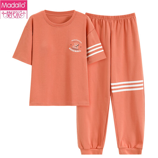 莫代尔女士短袖睡衣套装长裤夏季纯棉家居服纯棉可外穿夏天春秋夏天 Y9719 M (建议75-95斤)