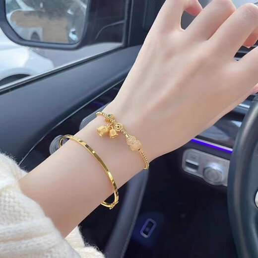 DL 1998 Fat Donglai same style 18K gold bracelet 18K color gold plain ring AU750 rose gold gold super shiny surface bracelet simple small size (recommended 70-100Jin Jin is equal to 0.5kg)