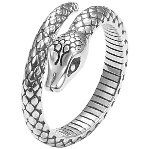 FVIP999 sterling silver pure silver snake-shaped ring for men and women, retro national style light luxury zodiac snake ring, adjustable, Luotai old silversmith 925 silver snake-shaped ring for men and women