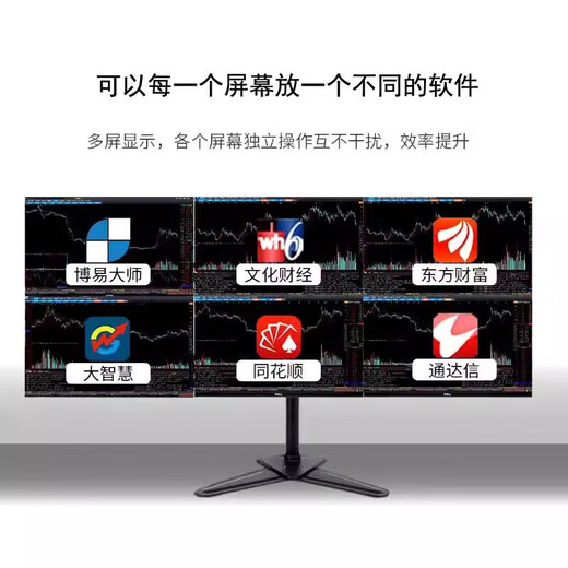 ASUS one-machine multi-screen, four-screen, 6-screen professional stock trading computer desktop host, full set of stock viewing and futures trading, 27-inch HPC high-definition monitor 2, 12th generation i7/16G+512G/four screens