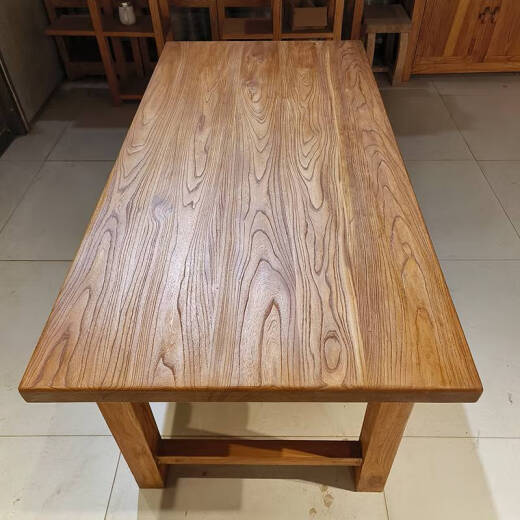 
Old elm large board table solid wood log long table rectangular dining table tea table conference table can be used for B&B commercial dining table 5cm thick Old elm table 1406575cm high
