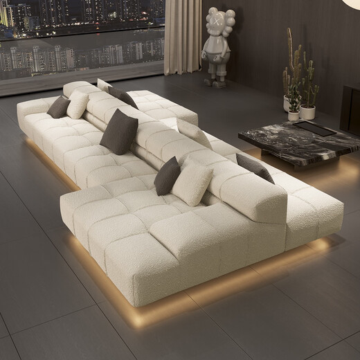 
Huixun 2025 new lamb velvet sofa double-sided sofa back-to-back sofa two-way sofa living room villa modular horizontal hall b1391cm choose lamb velvet