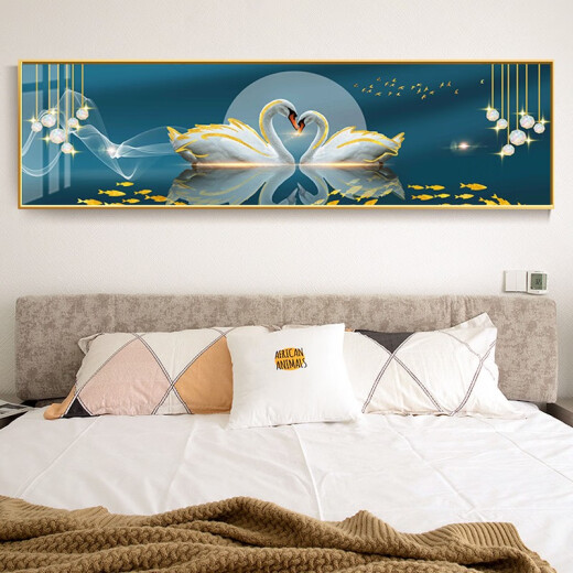 MEI'AN HOME DEL HOME DISTORA DEL BARDILLO DEL BARRIDO Light Luxury Dormitorio principal Pintura colgante de la pared Mural Swan 2024 Nuevo estilo WS1047 Soporte mutuo 50*200 cm Tamaño de lujo de más de 2 metros cama o invitado